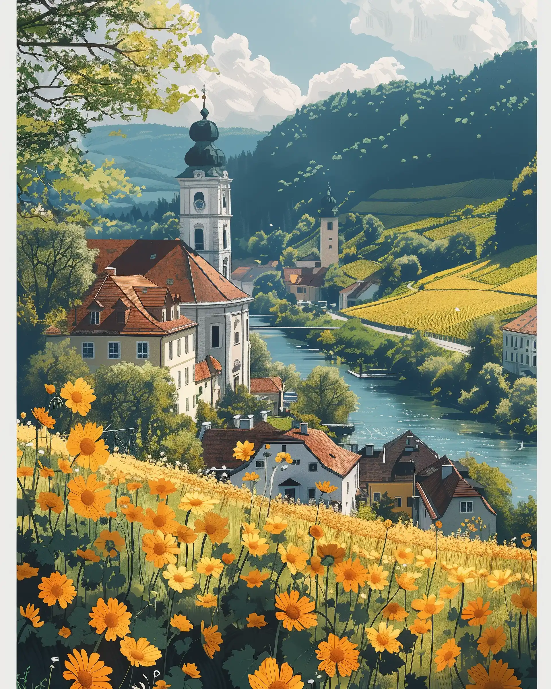 Minimal Krems Spring Poster Midjourney提示词