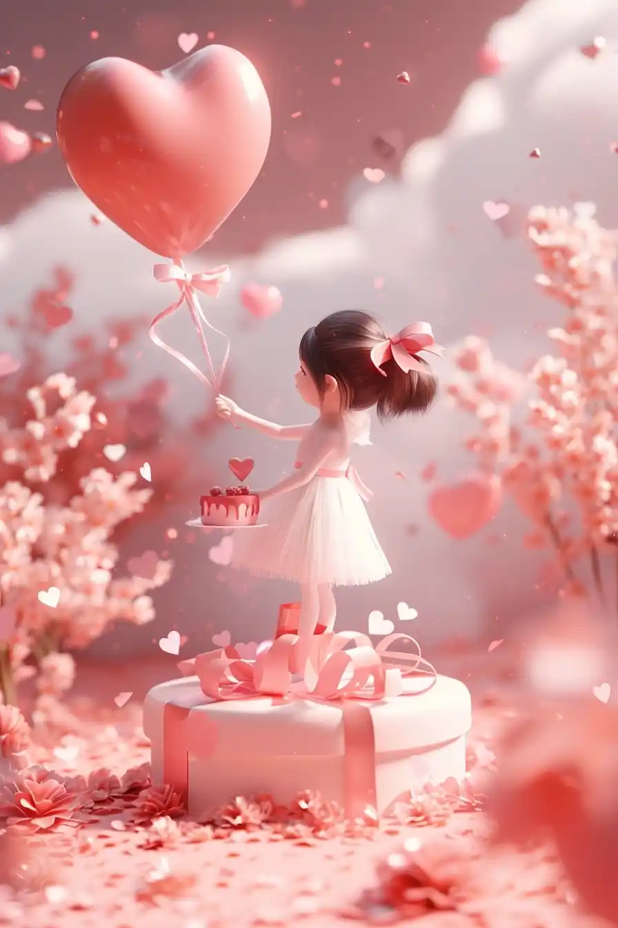 Fantasy Heart Gift Box Midjourney提示词