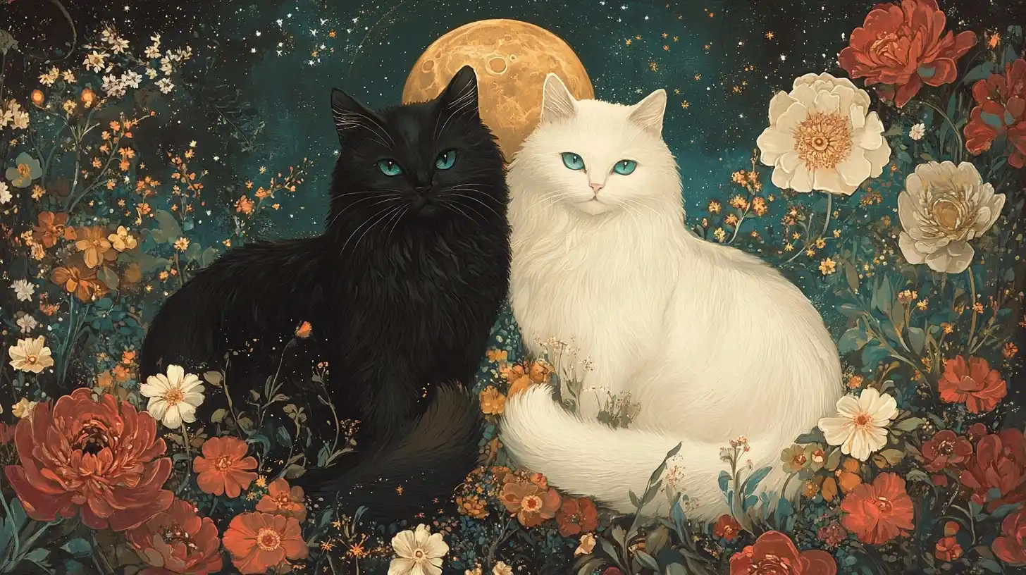 Whimsical Yin-Yang Cats Midjourney提示词