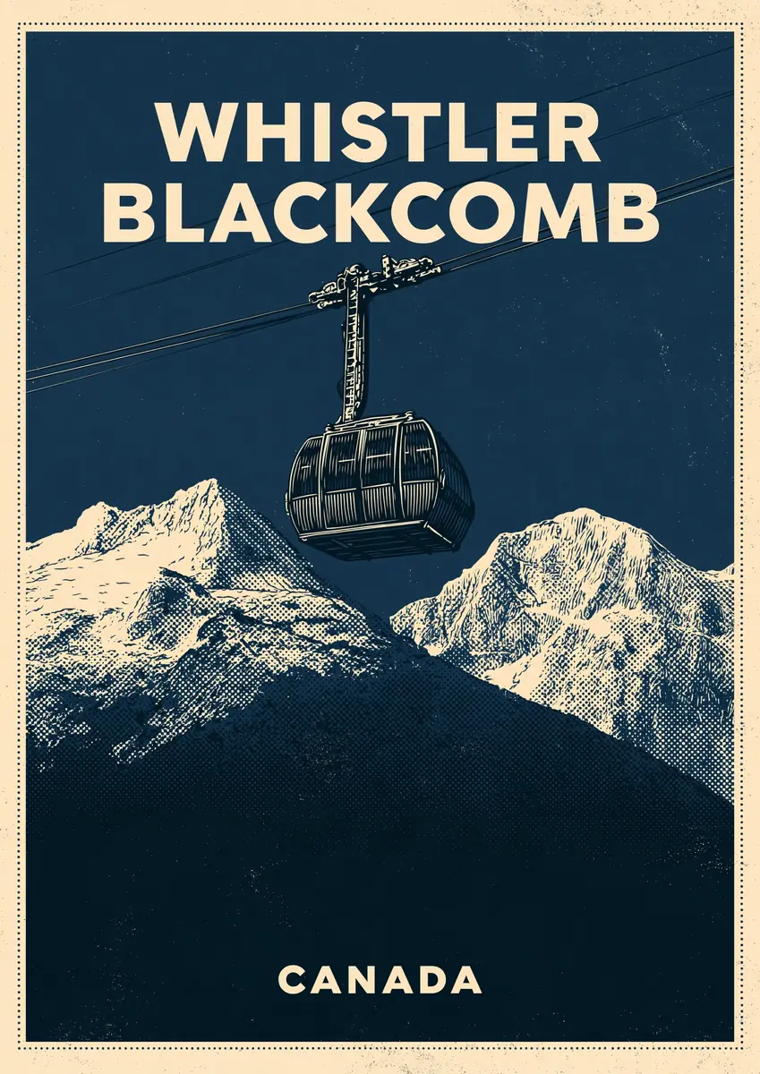 Screenprint Whistler Gondola Poster Midjourney提示词