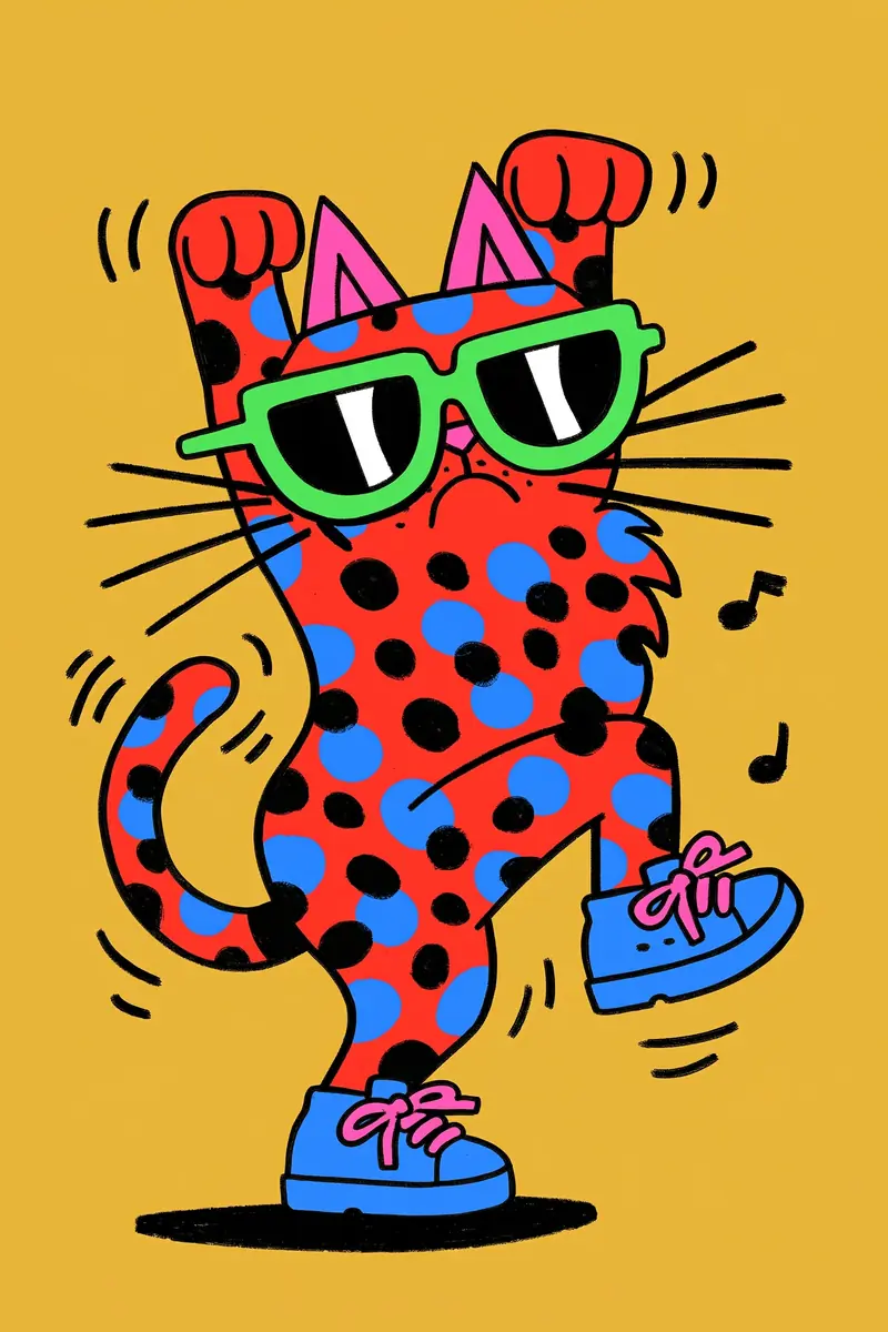 Dancing Cat Full Body Midjourney提示词