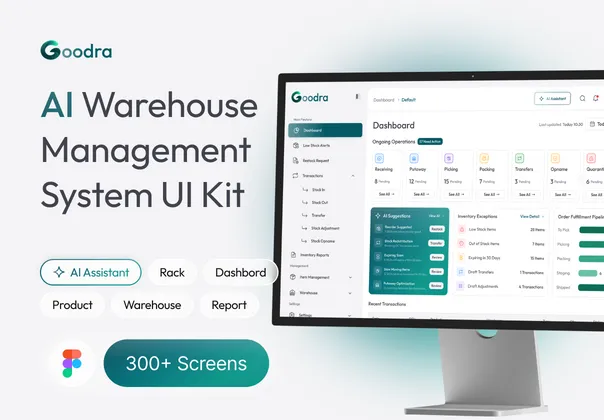 仓储管理系统仪表盘UI套件（Figma，Goodra），Goodra - SaaS Warehouse Management System Dashboard UI Kit