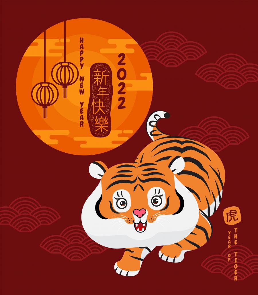 16款中国风2022年虎年新年春节剪纸卡通插画海报AI矢量设计素材图模板