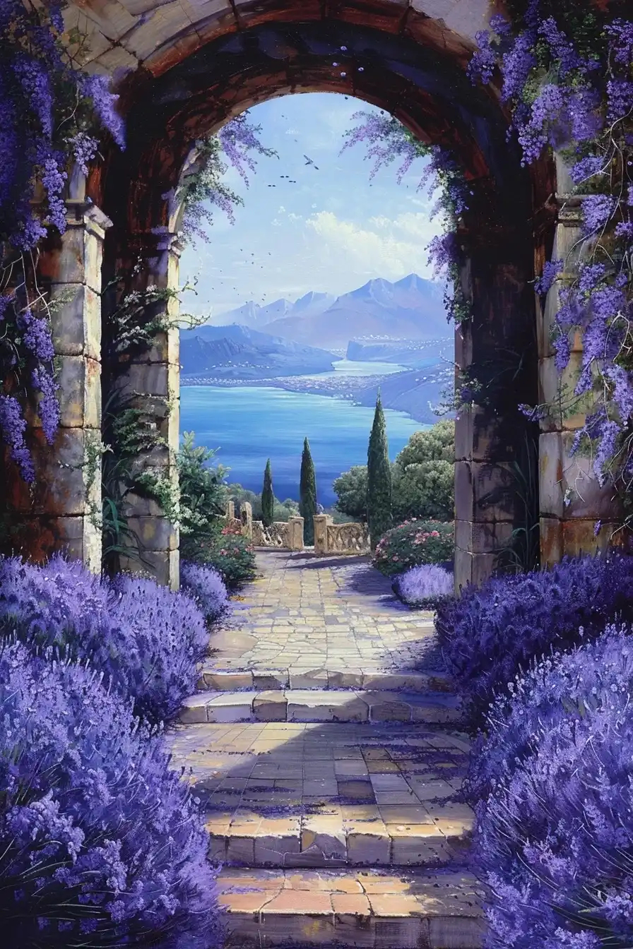 Lavender Archway Fantasy Midjourney提示词