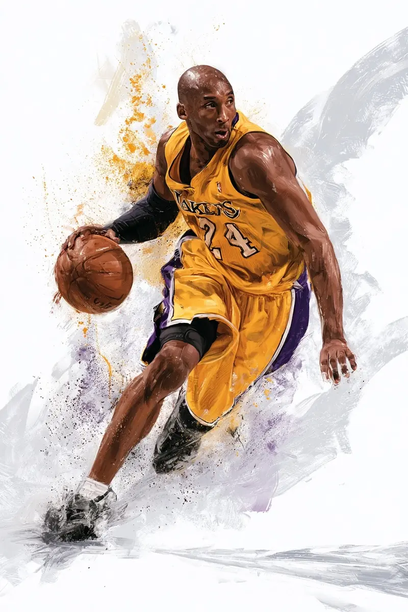 Kobe Bryant Painting Poster Midjourney提示词