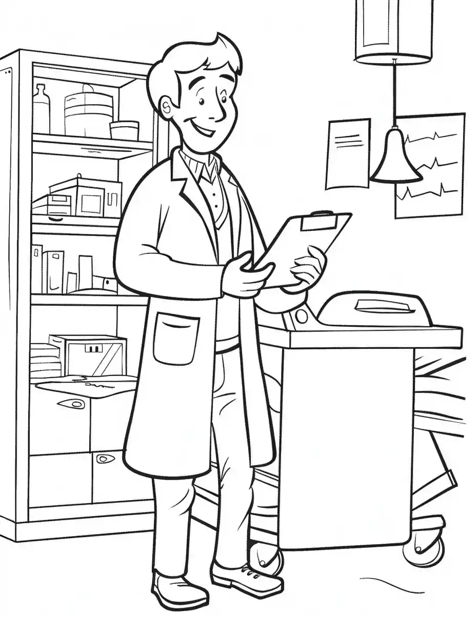 Simple Hospital Coloring Midjourney提示词