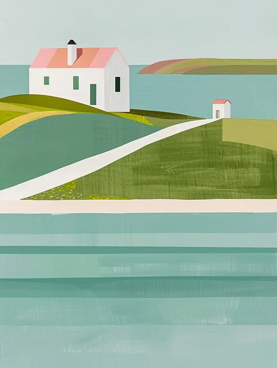 Minimalist Countryside Scene Midjourney 提示词生成效果