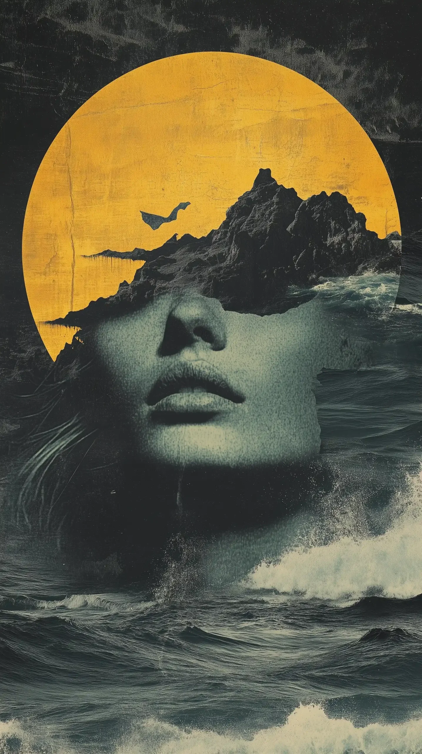 Retro Darkwave Collage Art Midjourney提示词