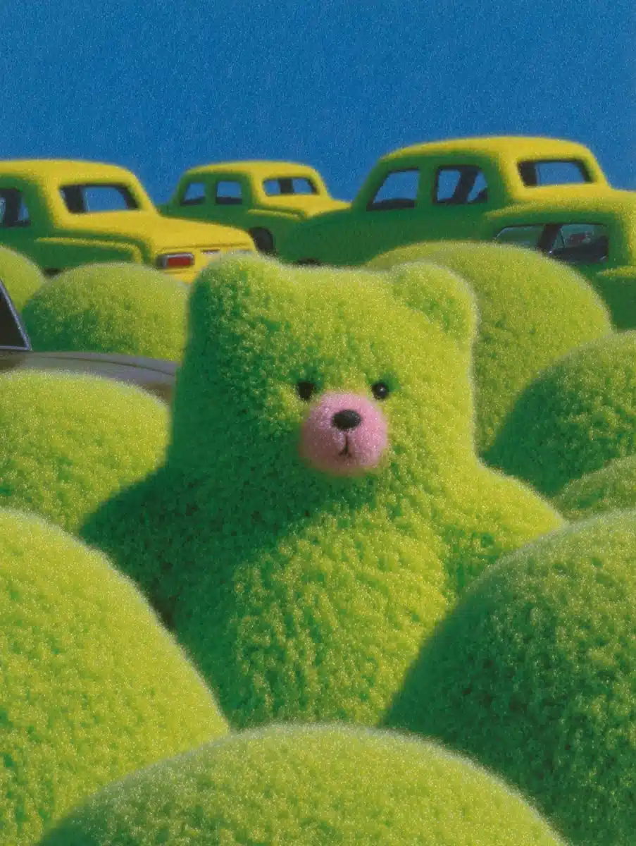 Lime Cars and Teddy Bears Design Midjourney提示词
