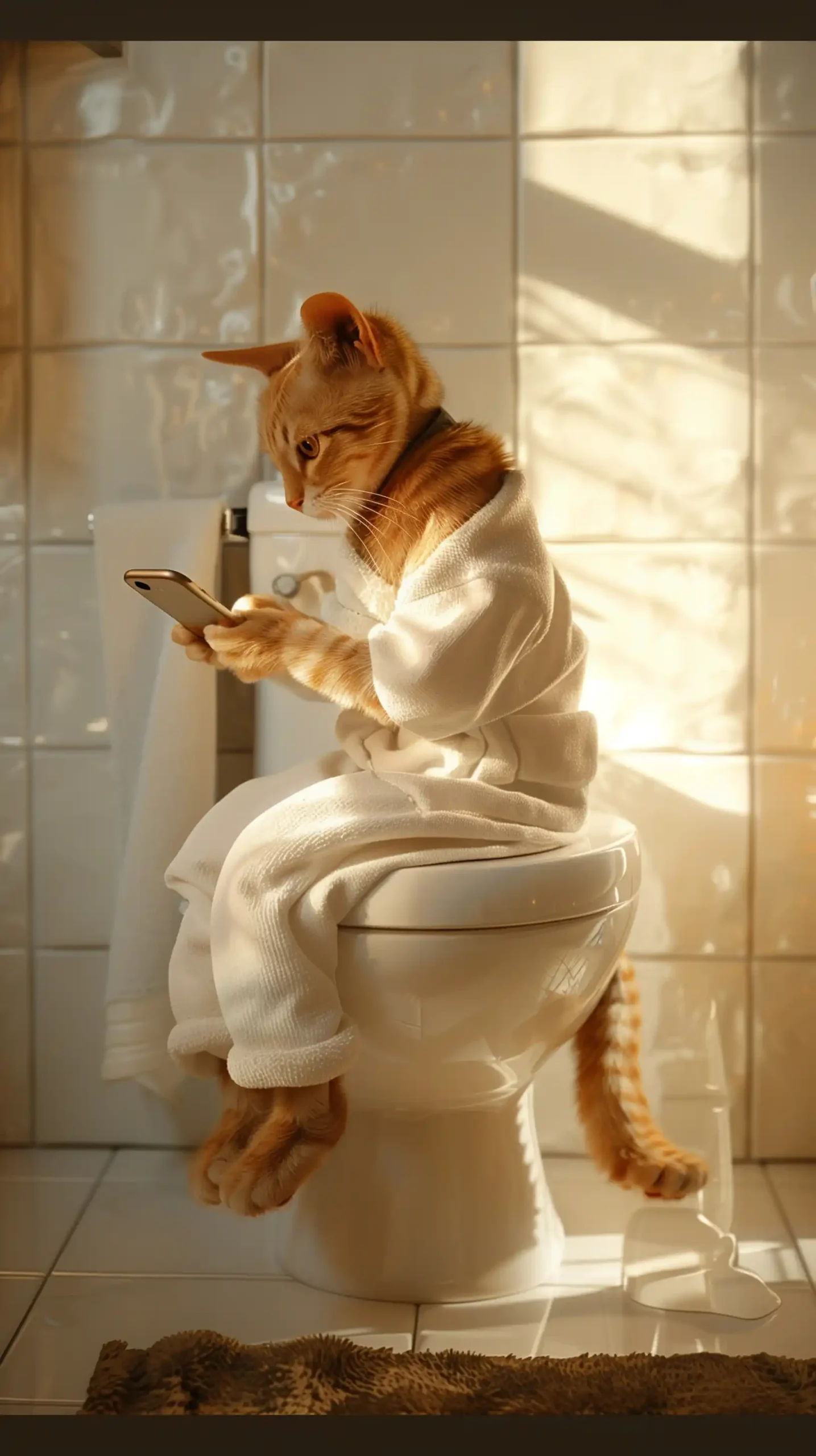 Realistic Cat on Toilet Midjourney提示词