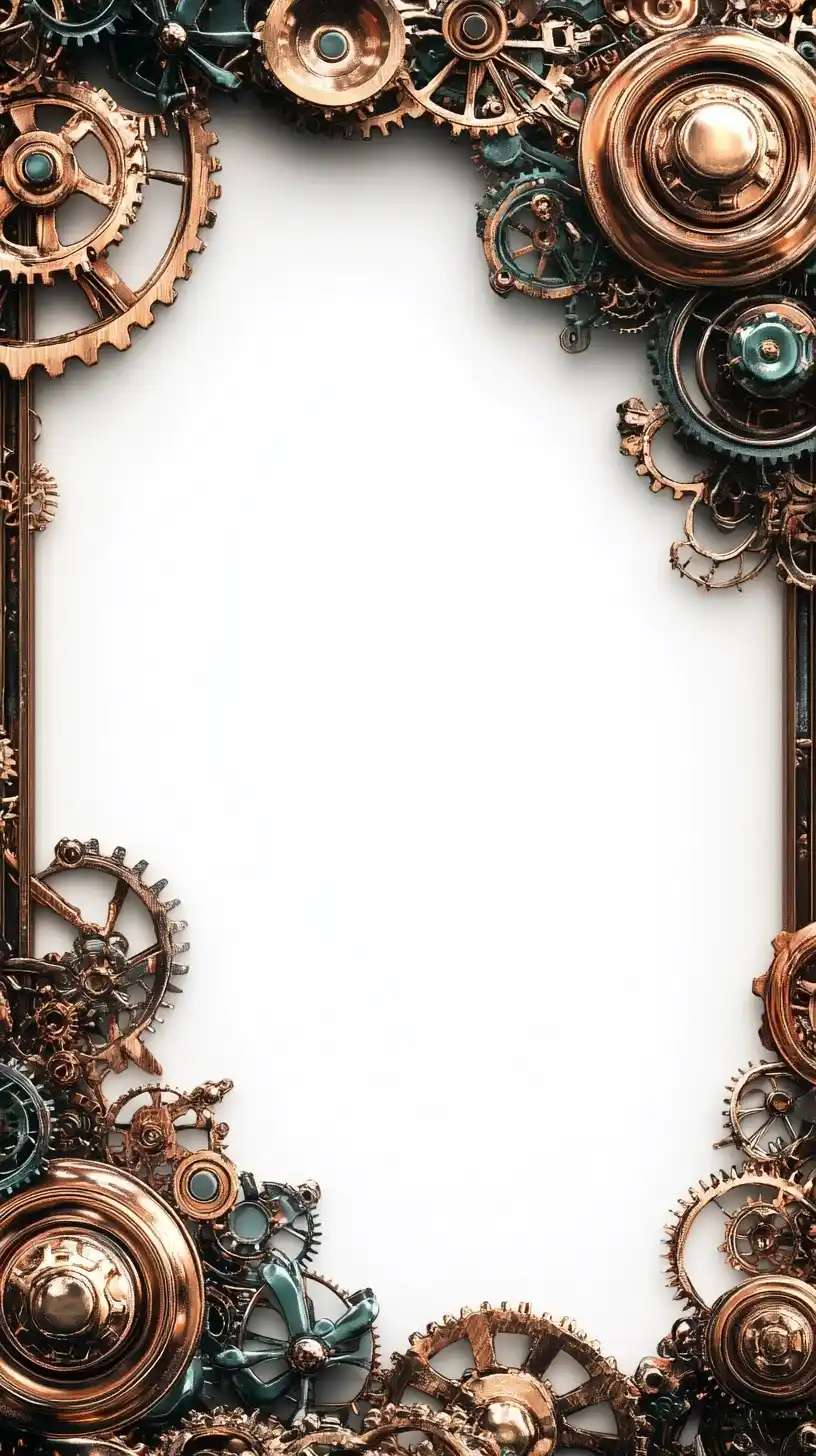 Steampunk Frame on White Midjourney提示词