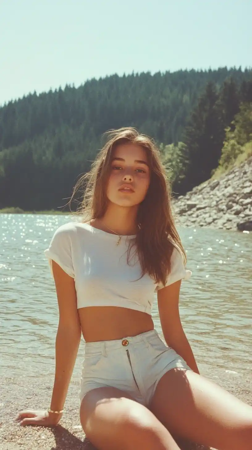 Photorealistic Slavic Girl in Nature Midjourney提示词