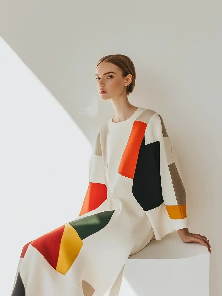 Elegant Model in Earth Tones Midjourney提示词