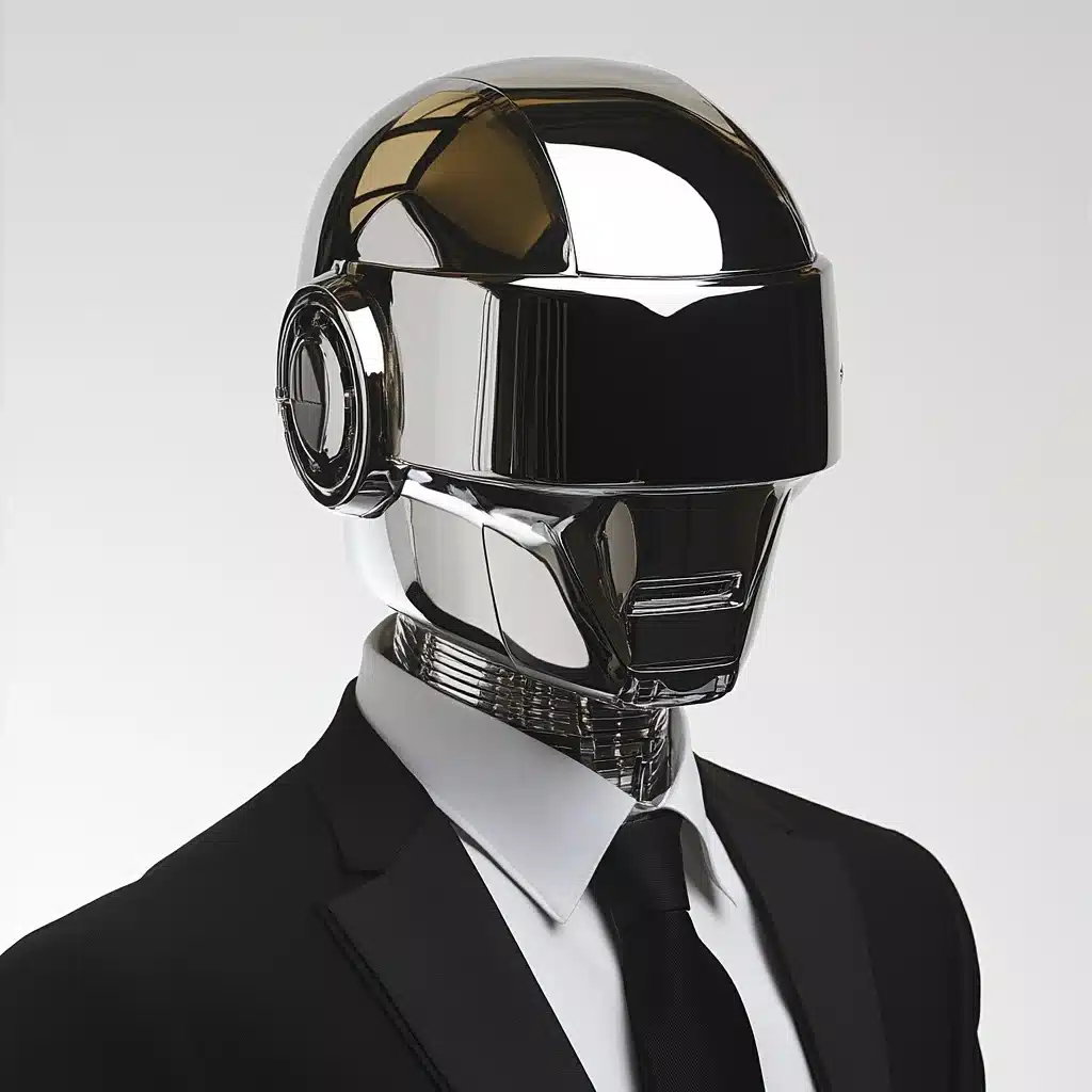Chrome Helmeted Man Illustration Midjourney提示词