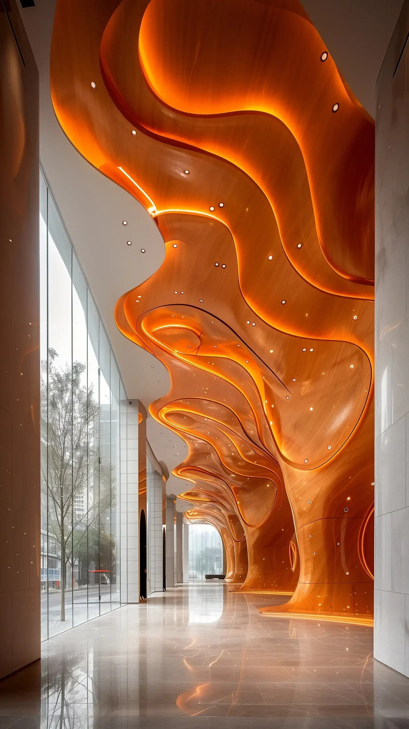 Abstract Wood Grain Lobby Midjourney提示词
