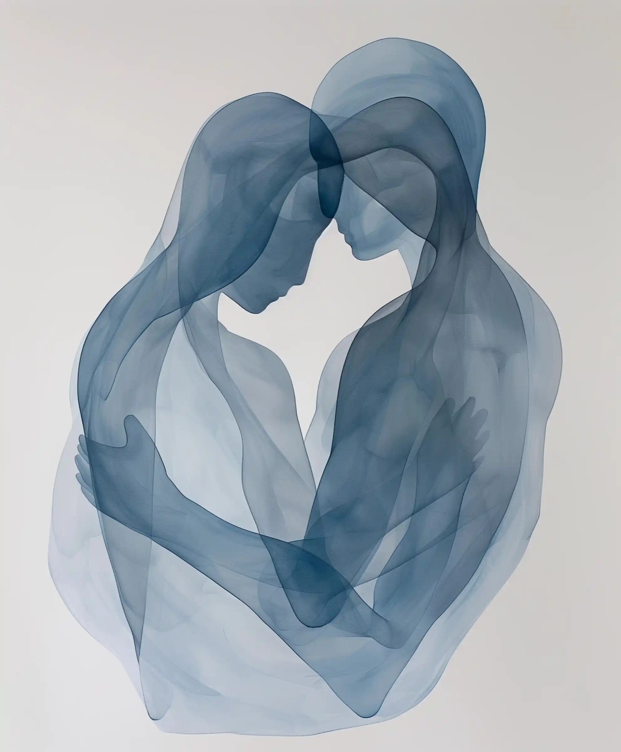 Abstract Embrace in Blue Midjourney提示词