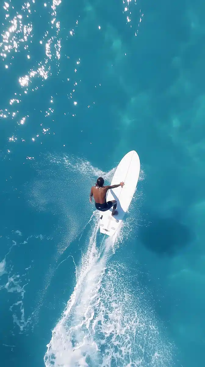 Aerial Surfing Ocean View Midjourney提示词