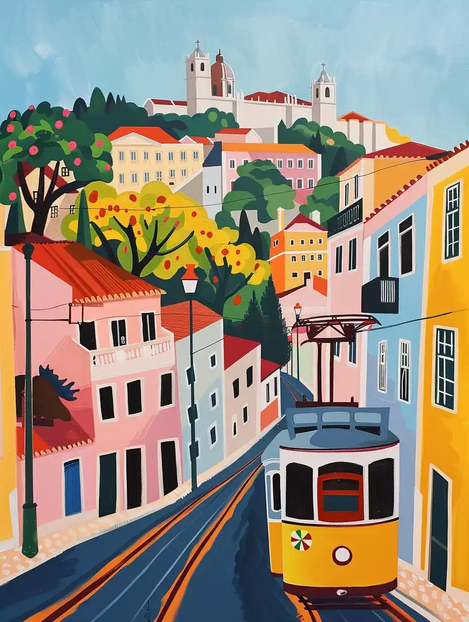 Minimalist Lisbon View Midjourney 提示词生成效果