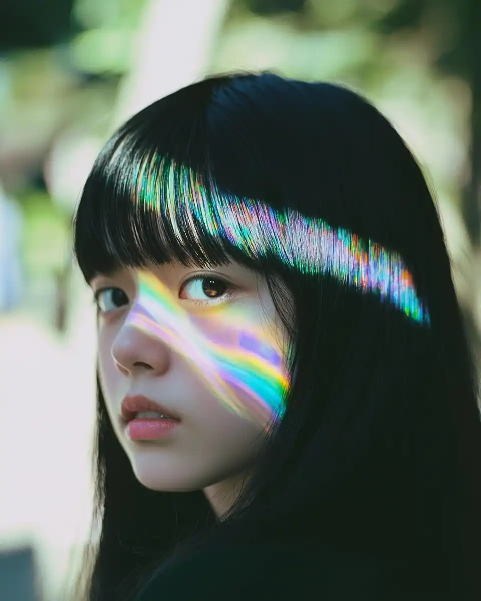 Holographic Portrait of Asian Girl Midjourney 提示词生成效果