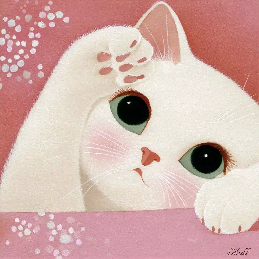 Chaotic Cute Cat Illustration Midjourney提示词