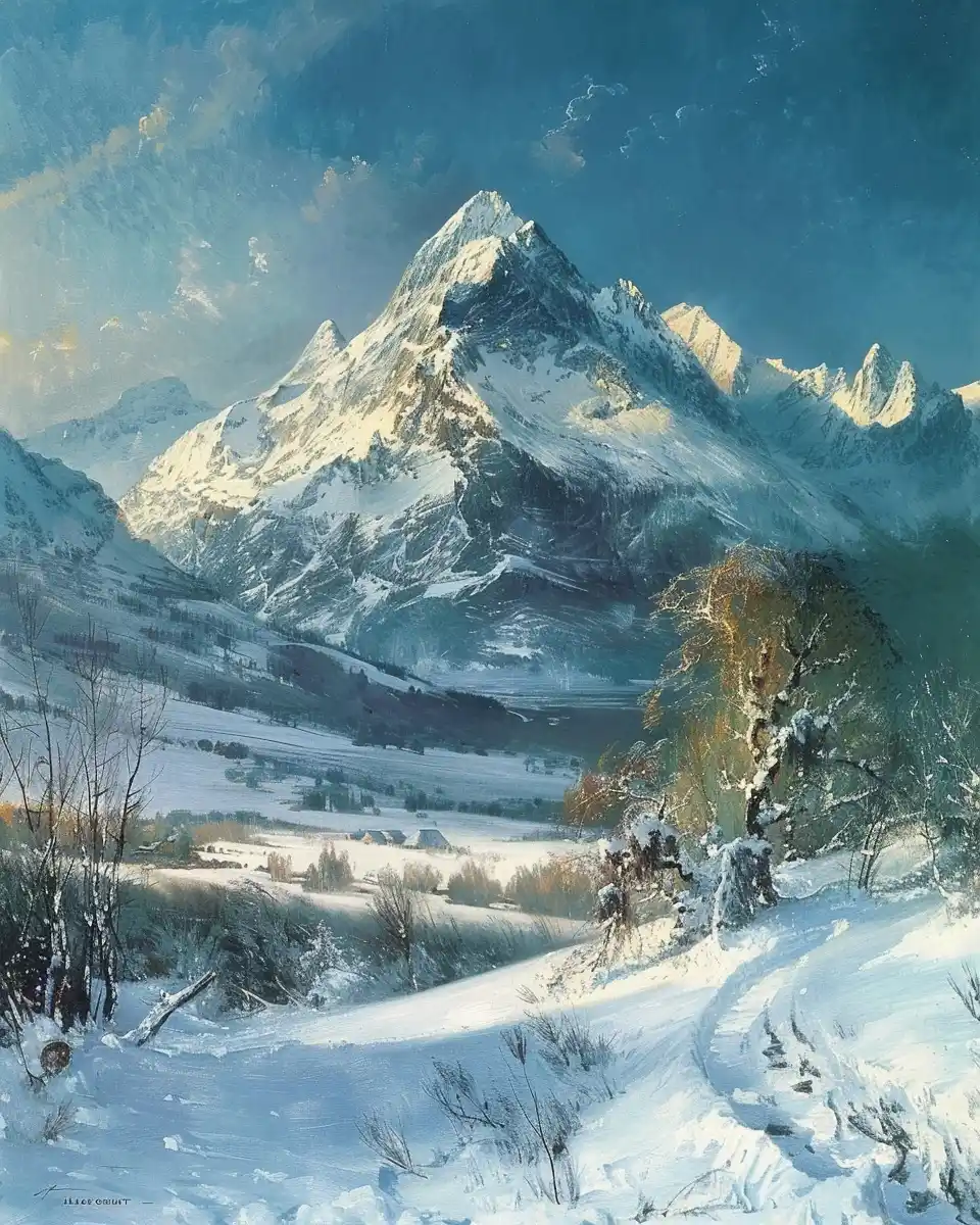 Winter Landscape Mount Corcoran Midjourney提示词