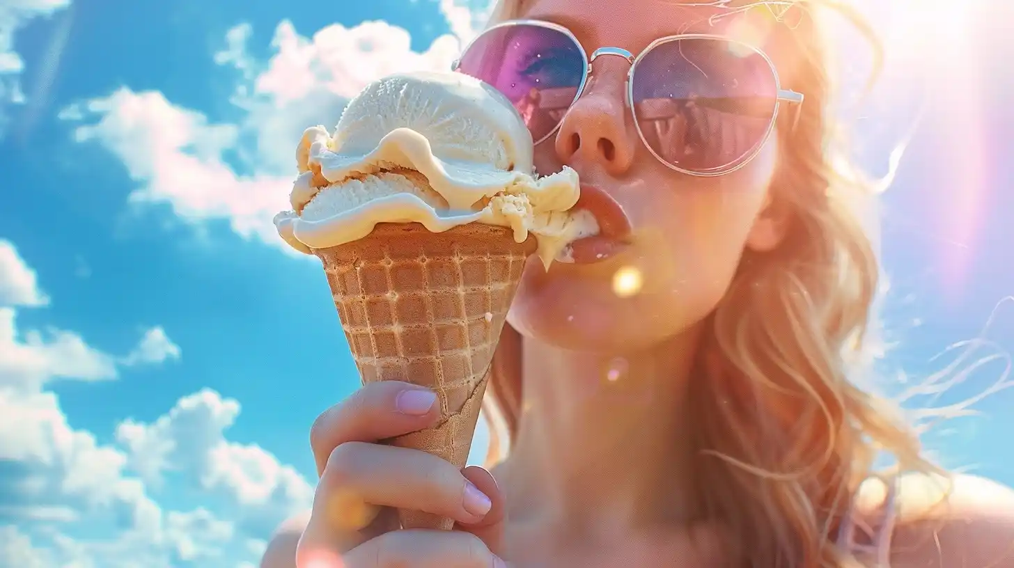 Sunny Ice Cream Cone Photo Midjourney提示词