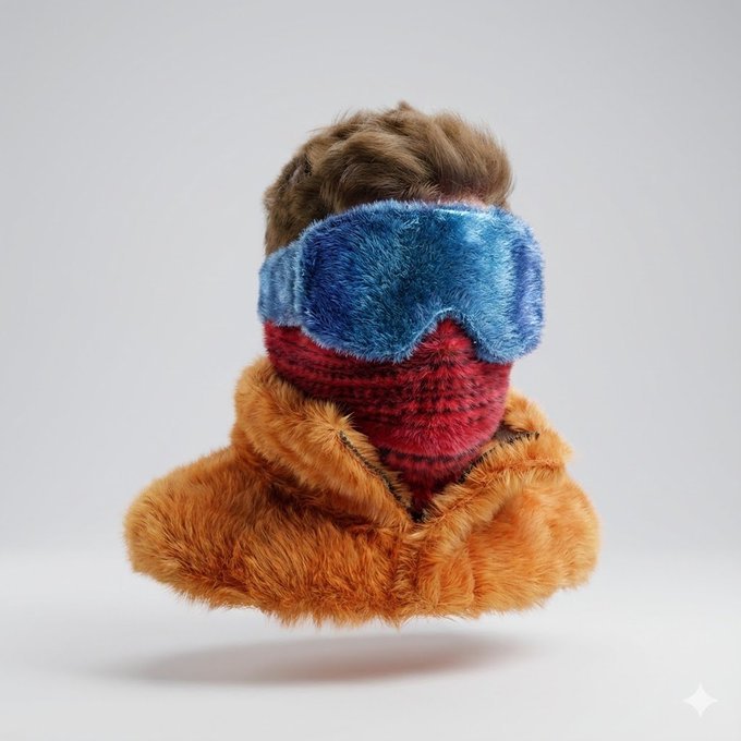 Colorful 3D Winter Character | Ski Goggles & Fur Jacket Nano Banana提示词