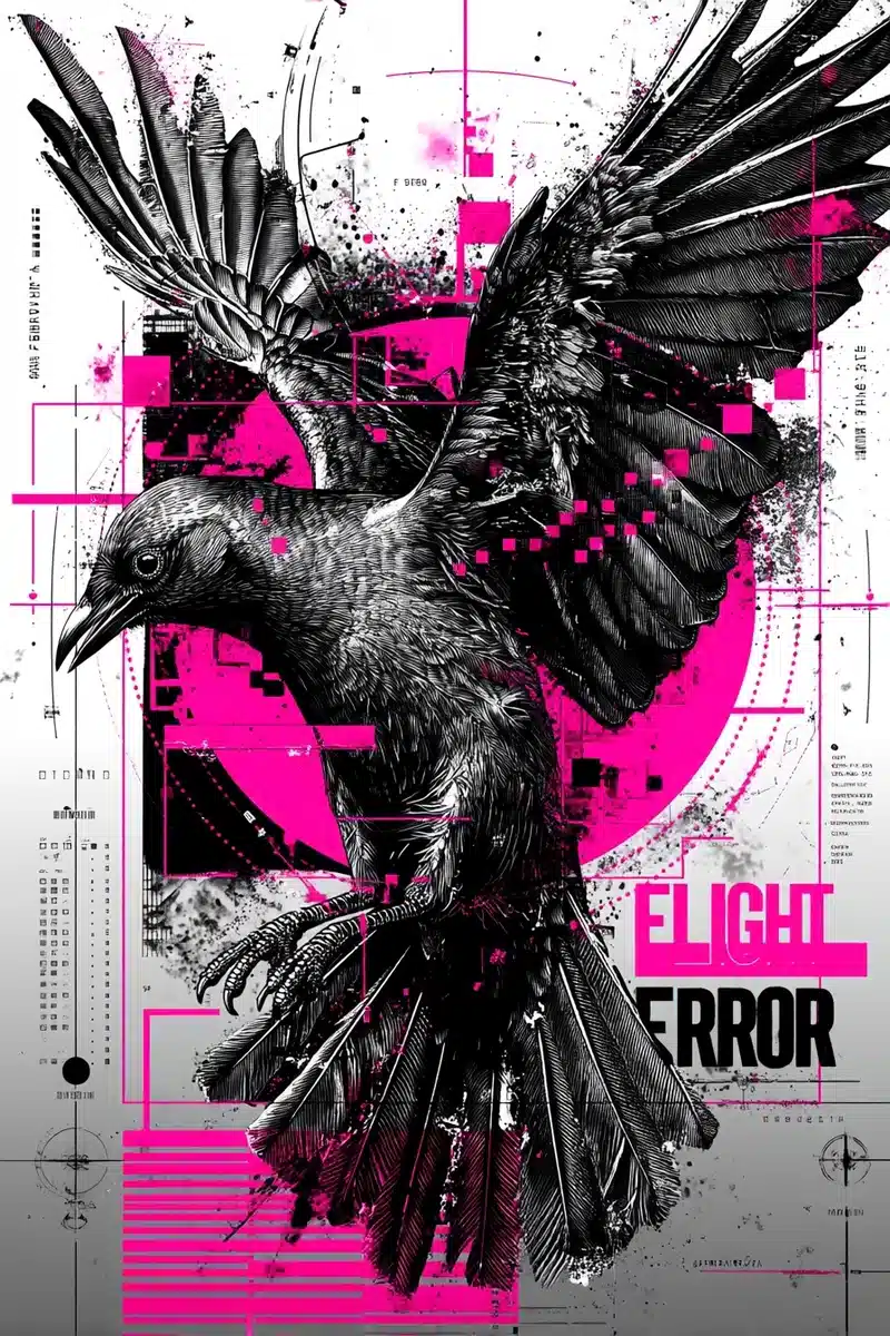 Abstract Bird Typography Design Midjourney提示词