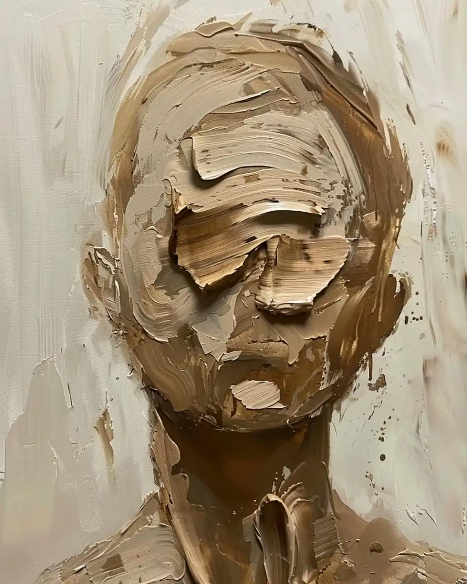 Stoic Faceless Oil Portrait Midjourney提示词
