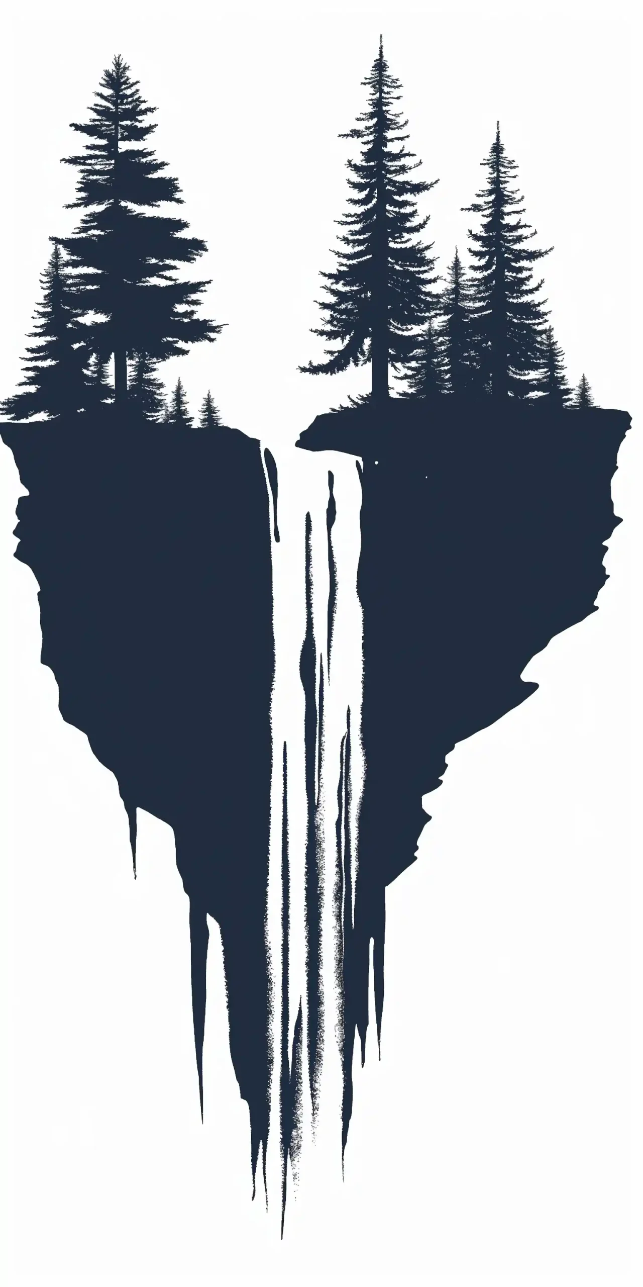 Minimalist Pine Waterfall Logo Midjourney提示词