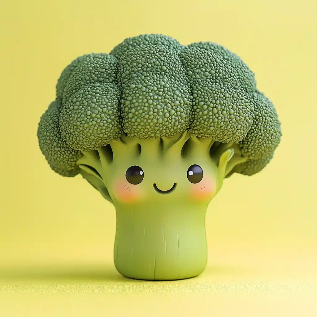 Chibi Broccoli Kawaii Design Midjourney提示词