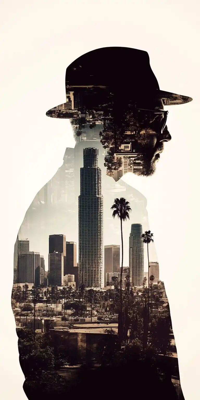 Gangster Silhouette with Cityscape Midjourney提示词