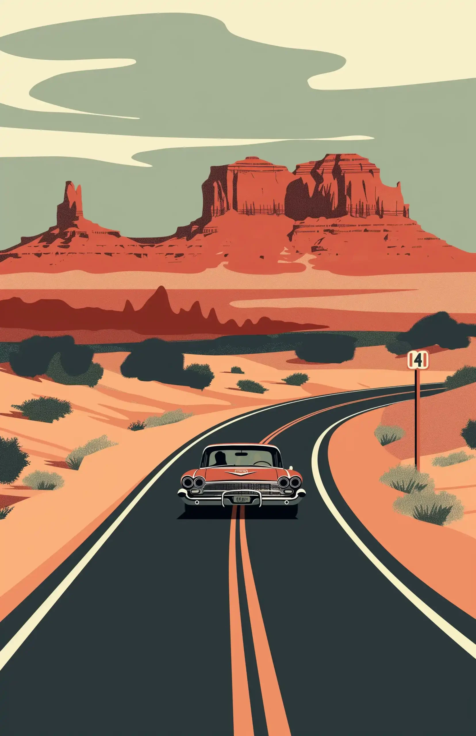 Modern Desert Route 66 Midjourney 提示词生成效果