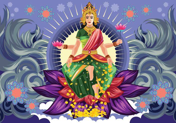 免费的蓝色女神Lakshmi矢量
