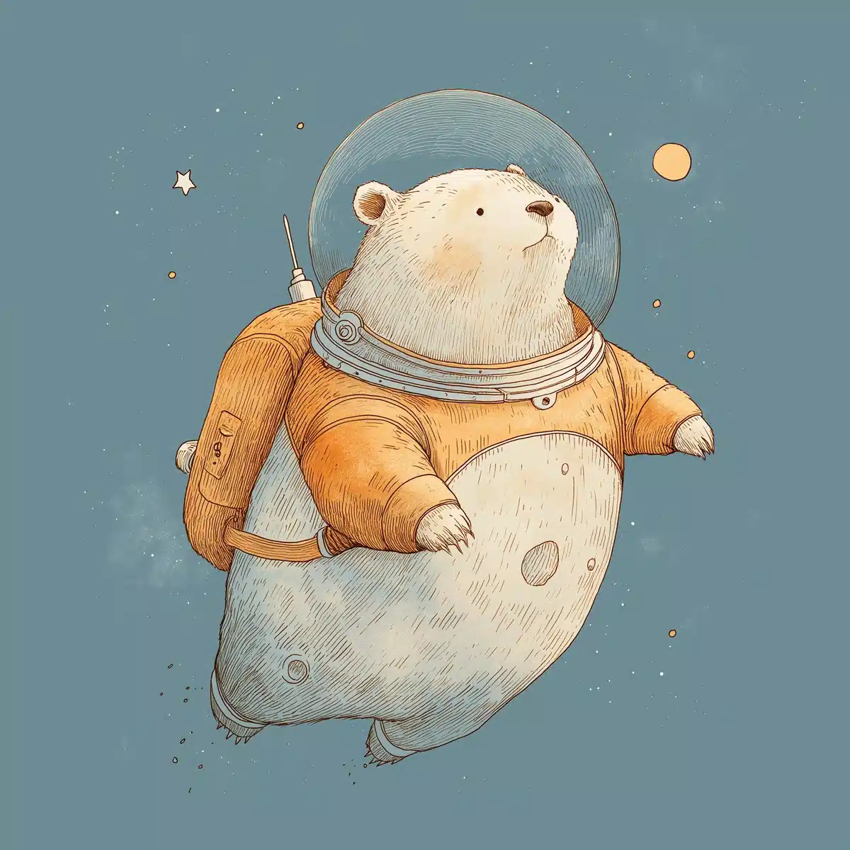 Kawaii Bear in Space Midjourney提示词