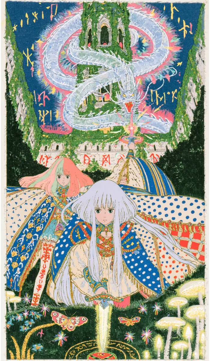 Retro Anime Fantasy Battle Midjourney提示词