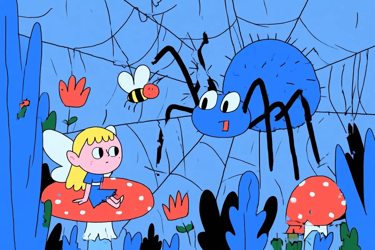Fairy In Giant Spiderweb Midjourney提示词