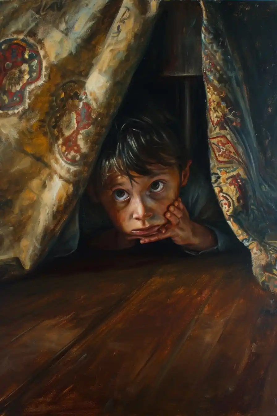 Scared Child Oil Painting Midjourney提示词