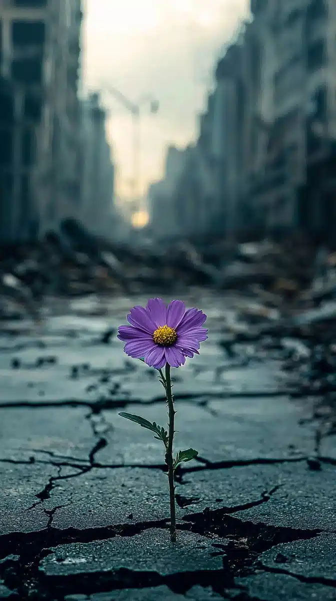 Blooming Flower in Ruins Midjourney提示词
