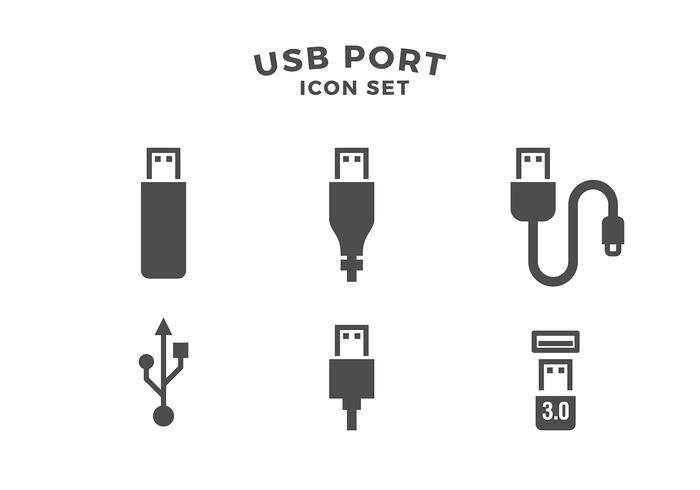 USB端口图标集免费矢量