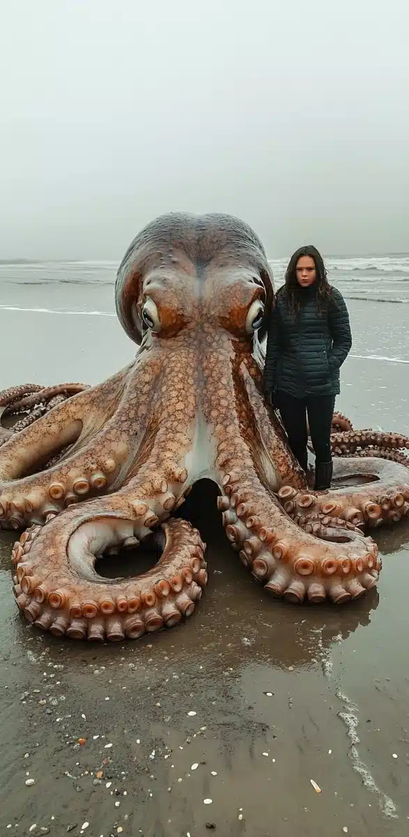 Hyper-Realistic Beach Octopus Midjourney提示词