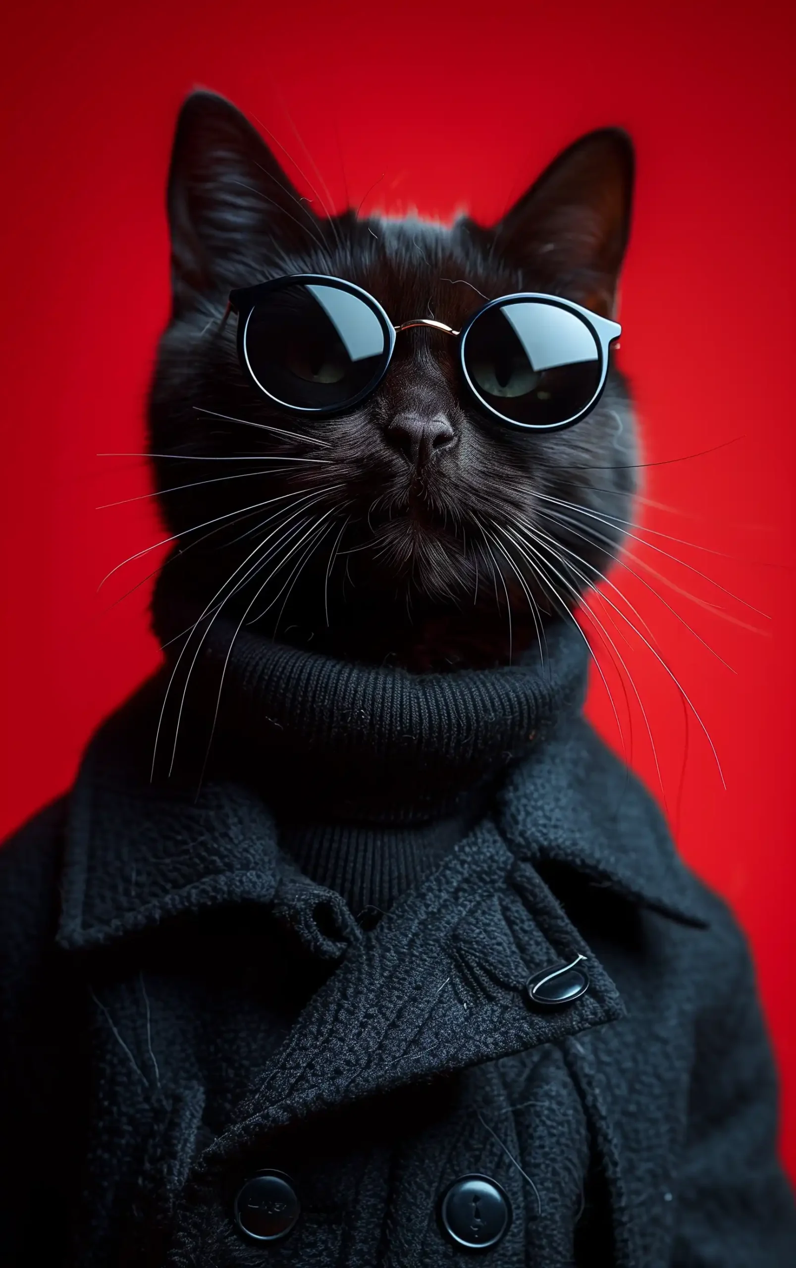 Fashionable Feline in Red Midjourney提示词