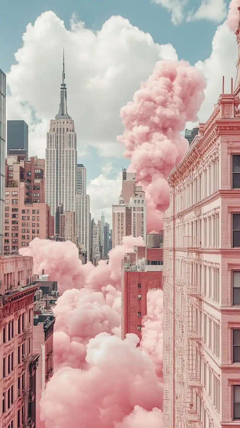 Cotton Candy New York Architecture Midjourney 提示词生成效果