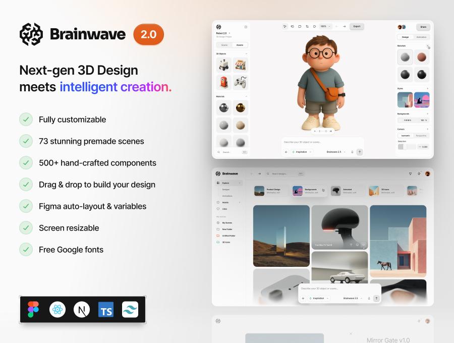 Brainwave 2.0 AI Powered 3D UI Kit