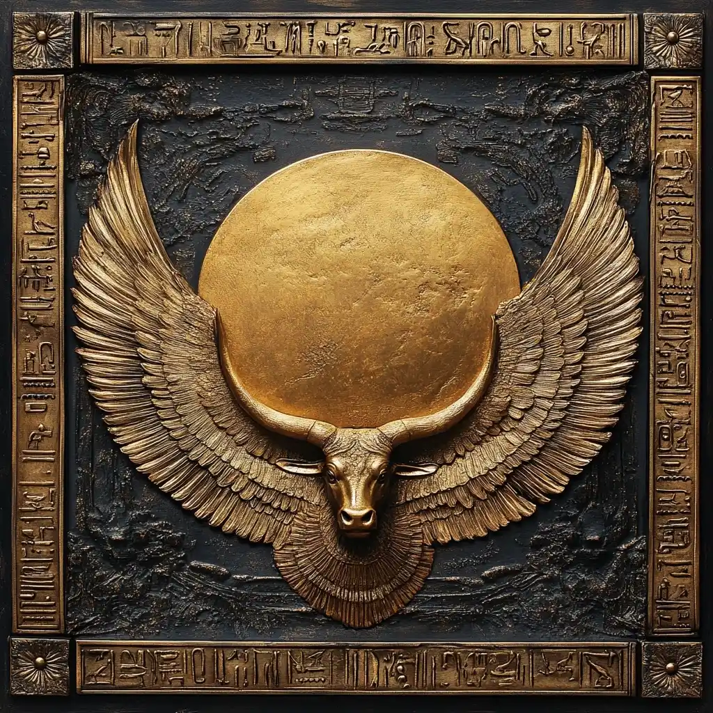 Egyptian Sun Disk Frame Midjourney提示词