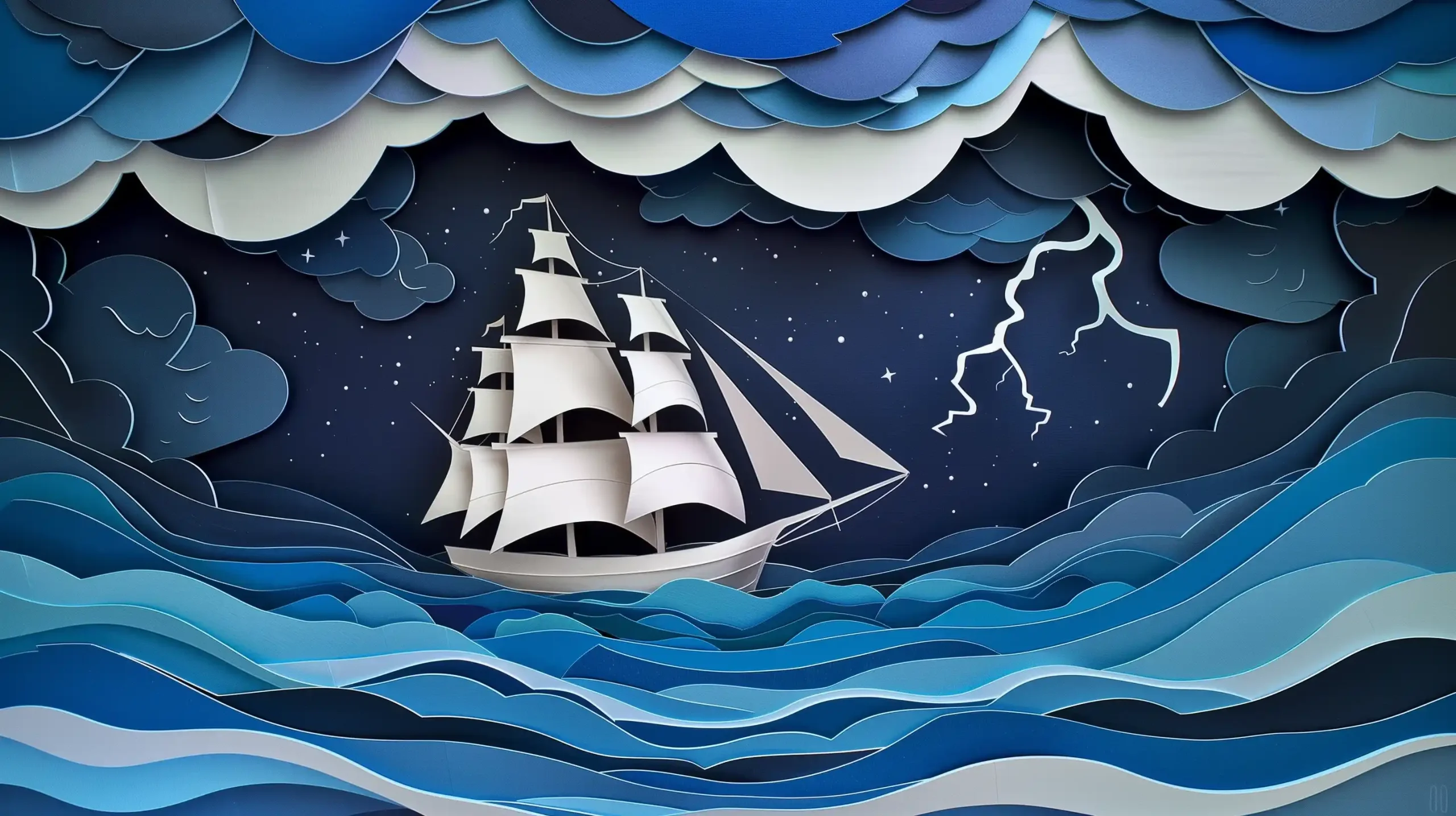 Layered Ship in Storm Midjourney 提示词生成效果