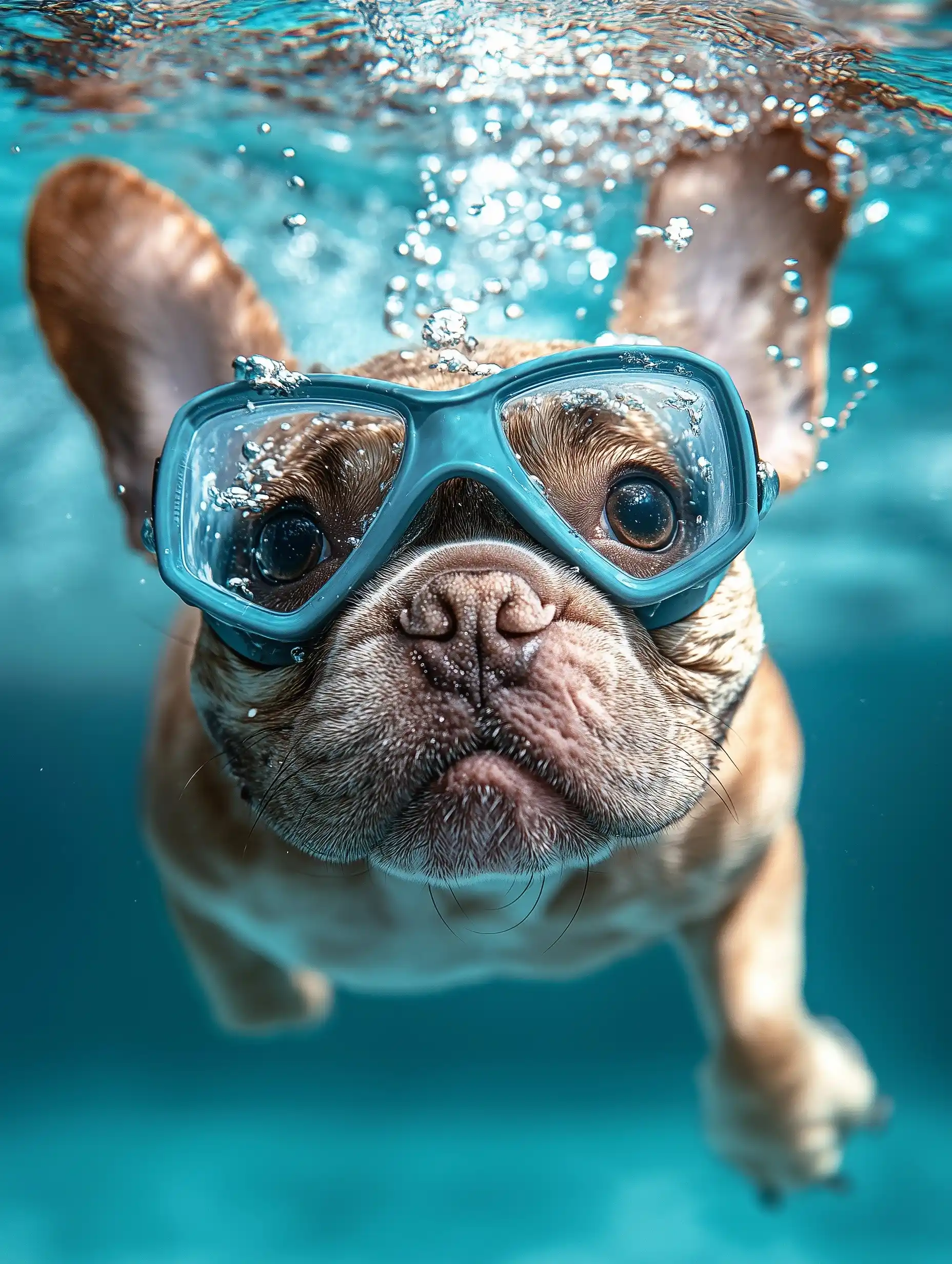French Bulldog Underwater Portrait Midjourney提示词