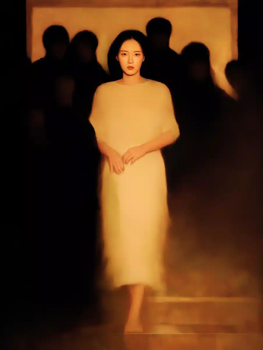 Chiaroscuro Woman in Shadows Midjourney提示词