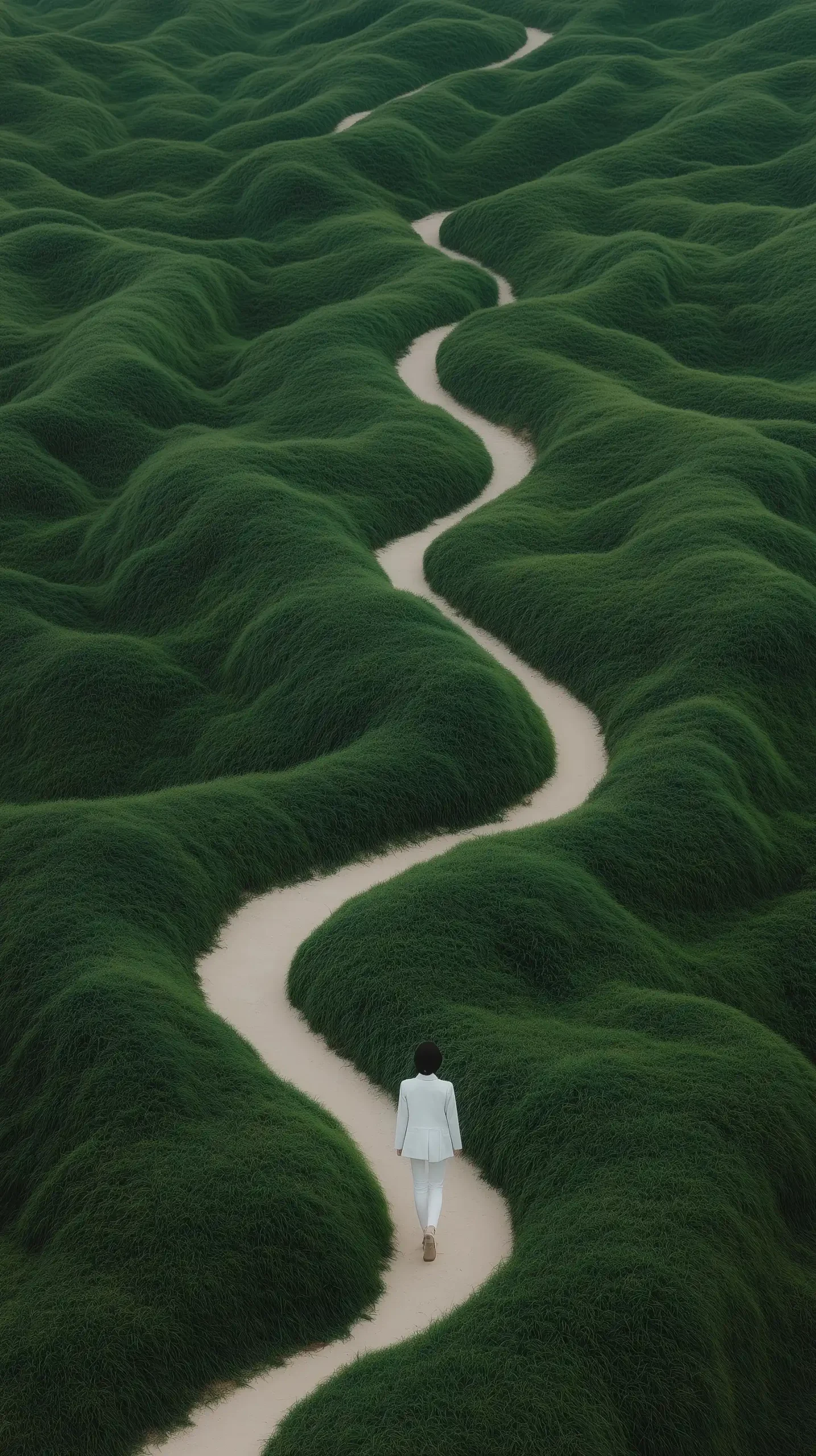 Surreal Woman on Path Midjourney提示词