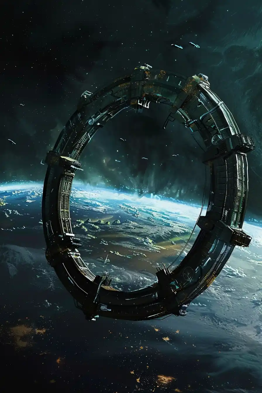 Rotating Wheel Space Station Midjourney提示词